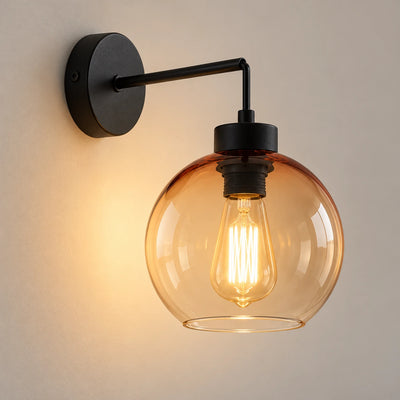 Lampe murale industrielle vintage boule de verre - Ferlio