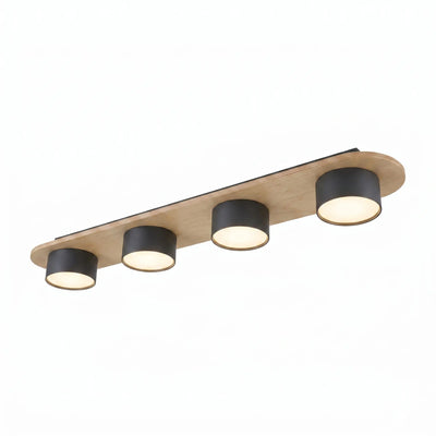 Plafonnier Rampe 4 Spots Noir Bois