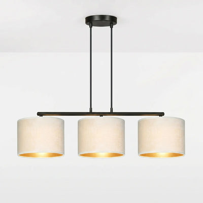 Suspension 3 Pendants Velours Blanc Or