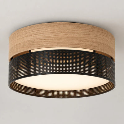 Plafonnier salon rond scandinave en tissu et métal - Orvane