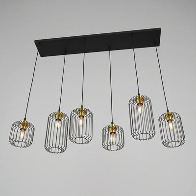 Lustre 6 Cages Noir Or Billard
