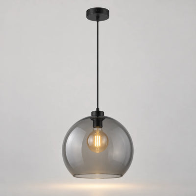 Suspension globe en verre fumé au style industriel - Nevora