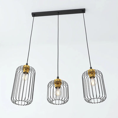 Lustre Cage Géant Noir Or Salon