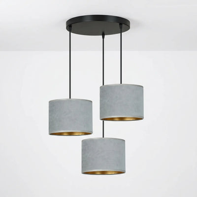 Suspension 3 Pendants Velours Gris
