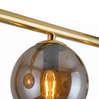 Plafonnier Rampe 3 Globes Fumé Doré