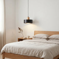 Suspension Cylindre Noir Bois Salon