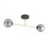 Plafonnier 2 Globes Verre Fumé Doré | L'Atelier du Lustre