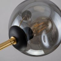 Plafonnier 2 Globes Verre Fumé Doré