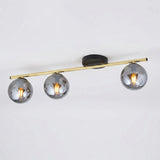 Plafonnier Rampe 3 Globes Fumé Doré | L'Atelier du Lustre