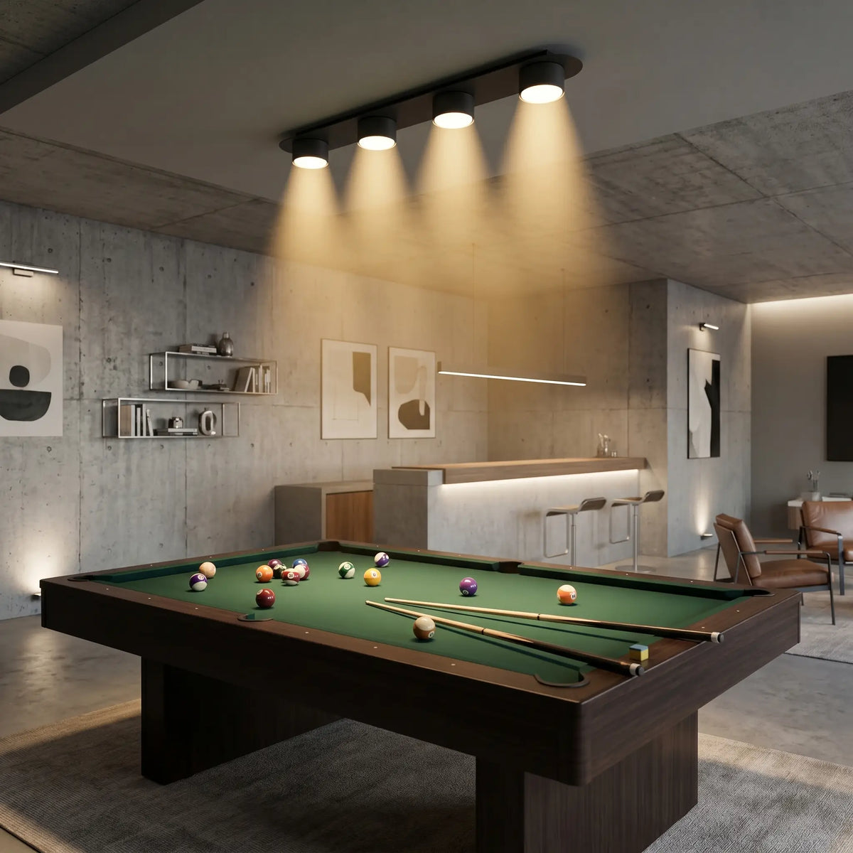 lustre billard 4 feux AXE éclairage table jeu