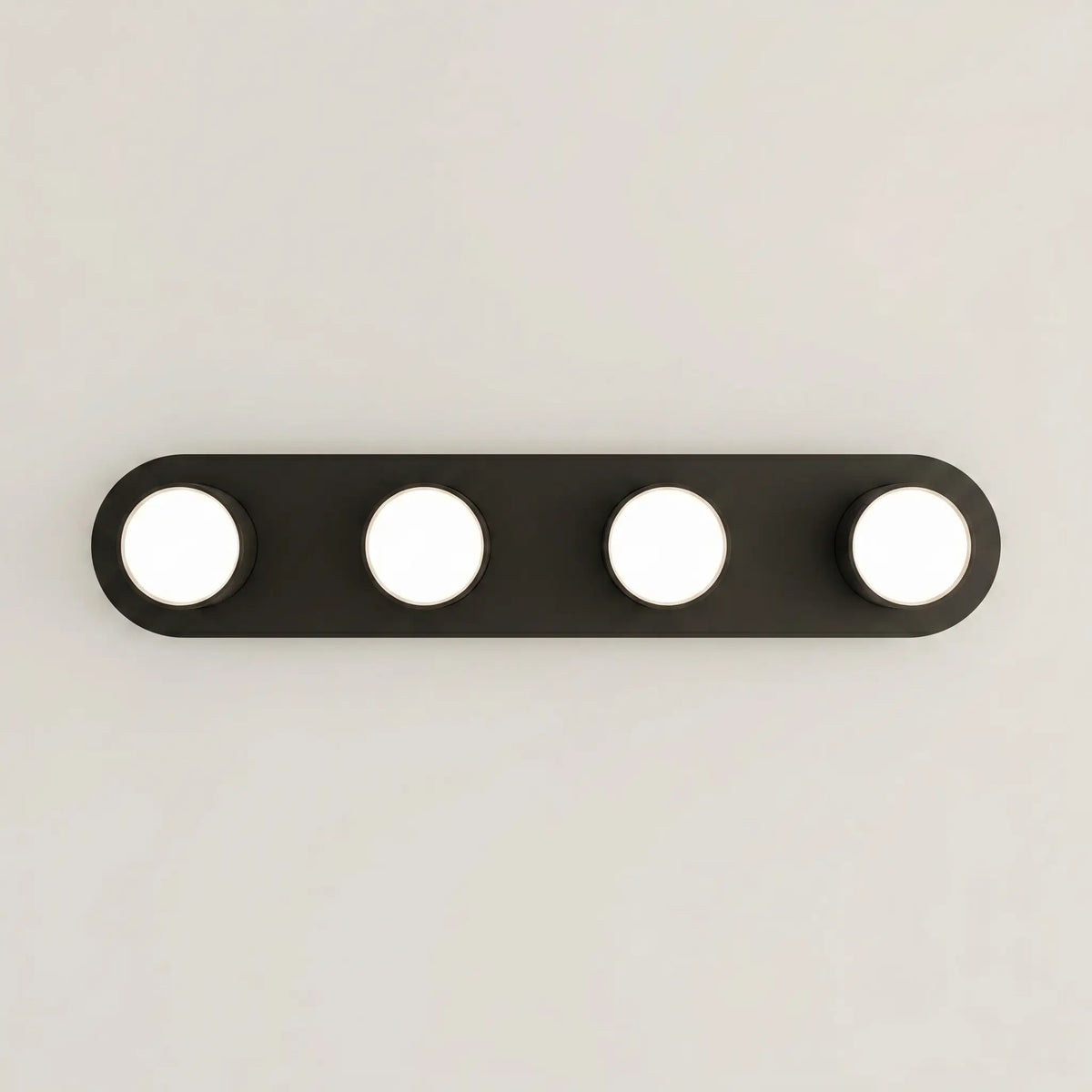 vue dessous plafonnier AXE rampe 4 feux symétrique