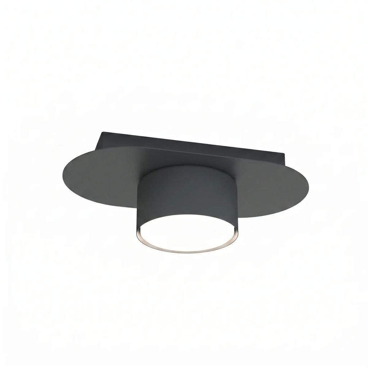 texture acier laqué poudre noir mat plafonnier fond blanc
