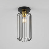 Plafonnier Cage Industriel Noir Or | L'Atelier du Lustre