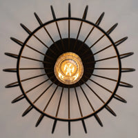Plafonnier Cage Industriel Noir Or