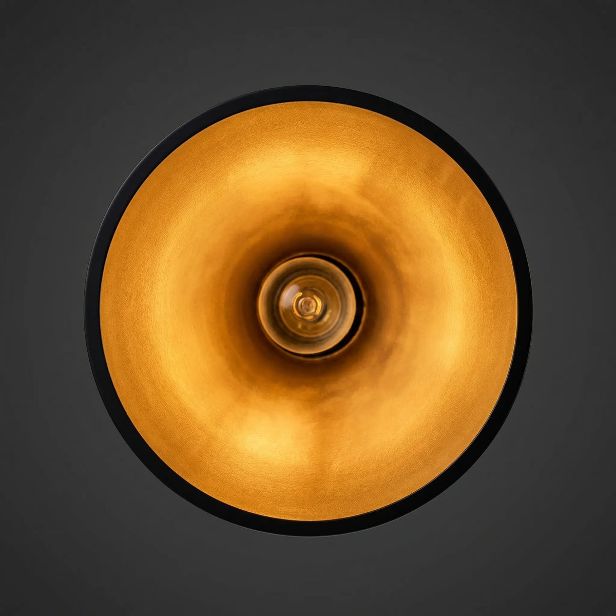 plafonnier acier noir interieur doré design vue dessous