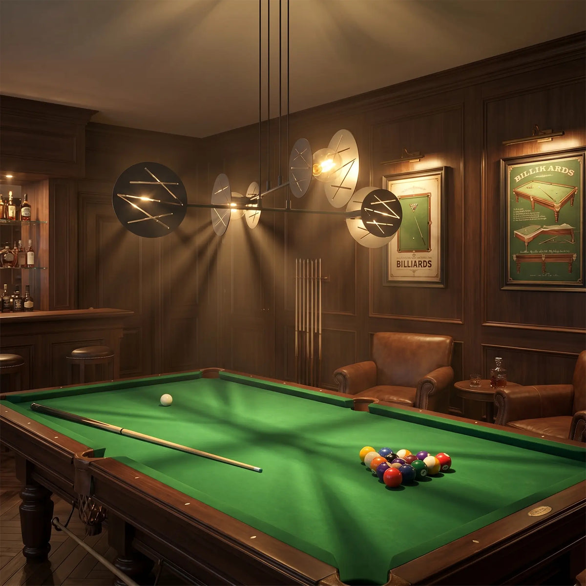 suspension design disq acier noir mat salle billard