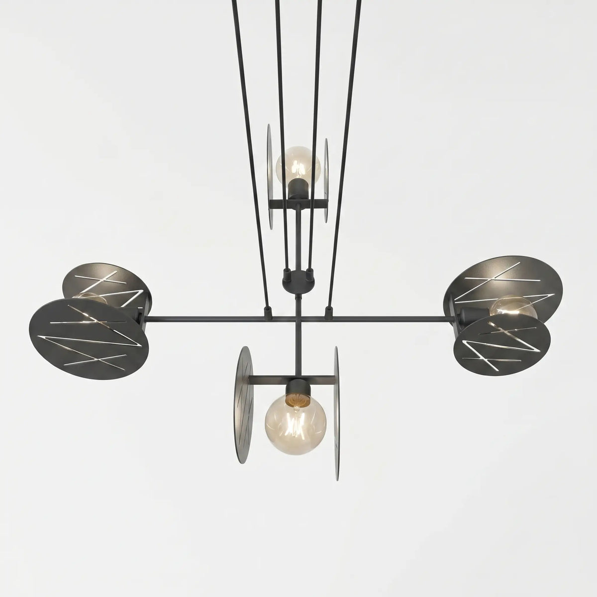 suspension design disq acier noir mat vue dessus