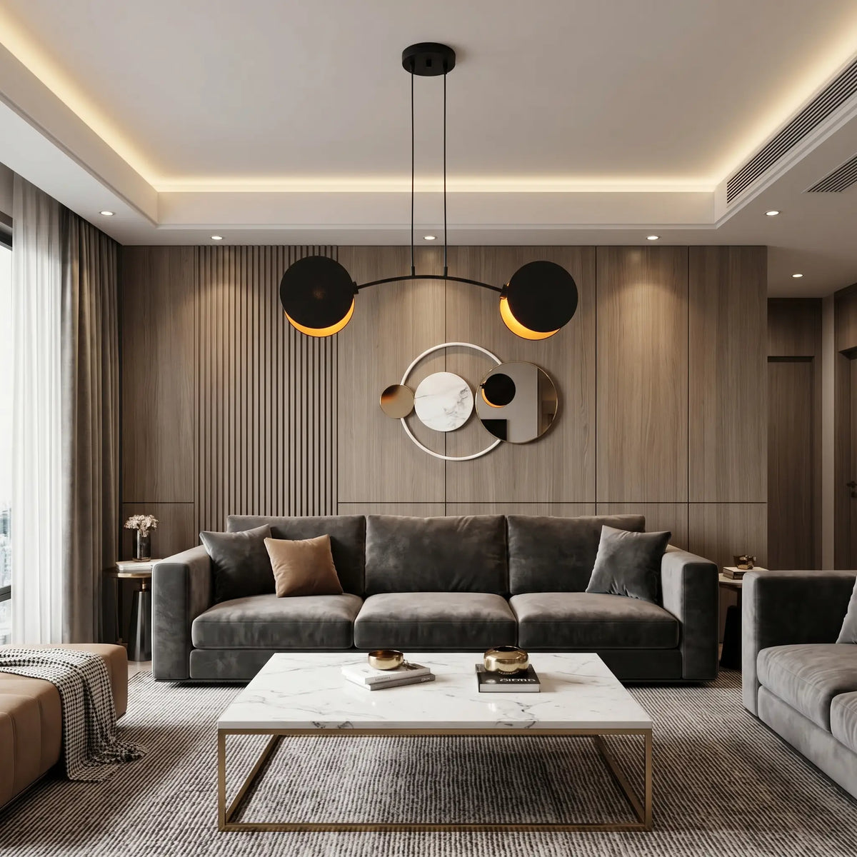 Suspension DUALE – Plafonnier salon moderne