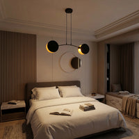 Suspension Duo Tissu Noir Or Salon