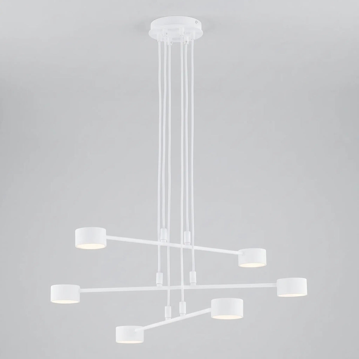 suspension design blanc 6 feux acier scandinave