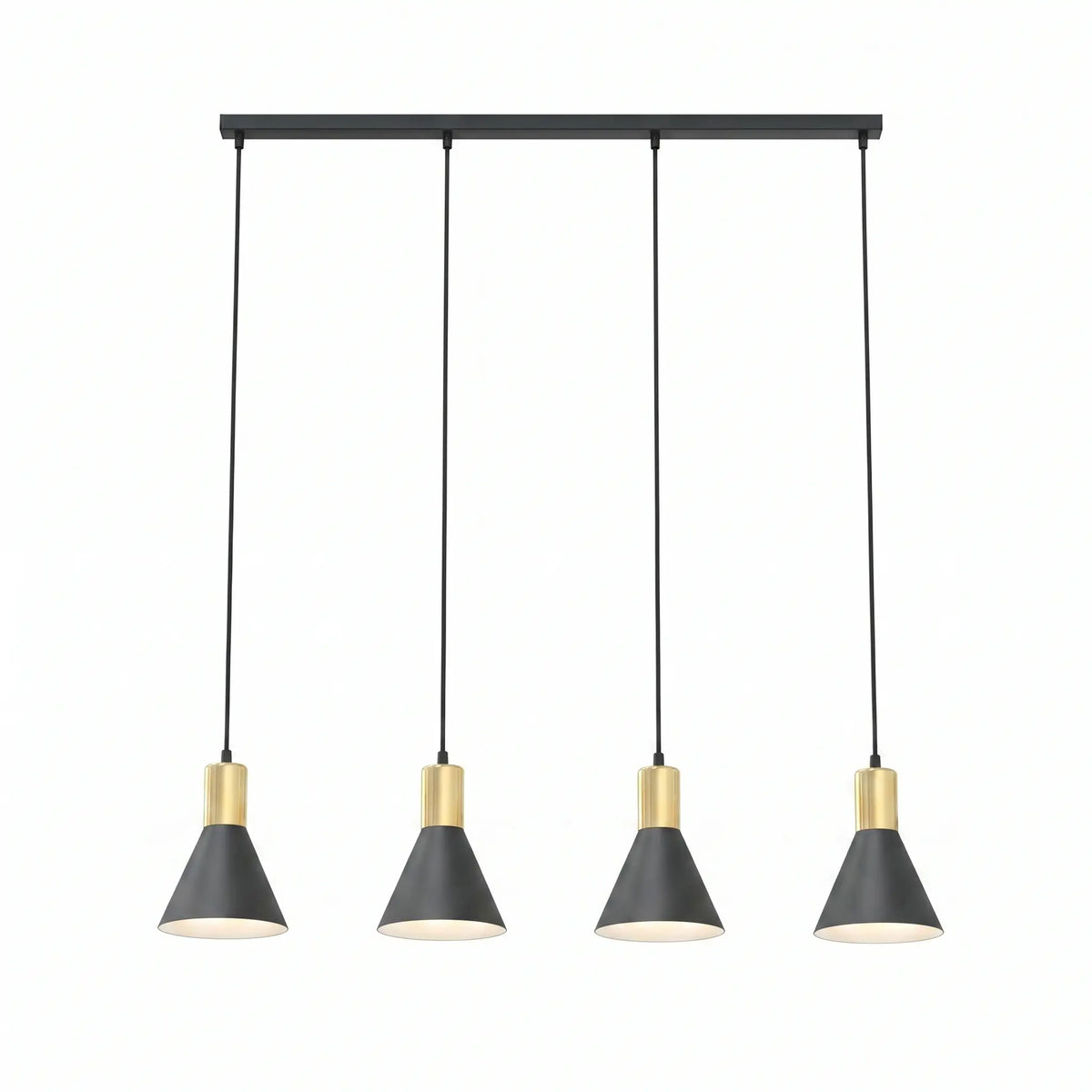 Suspension FILA – Lustre or acier noir studio fond blanc