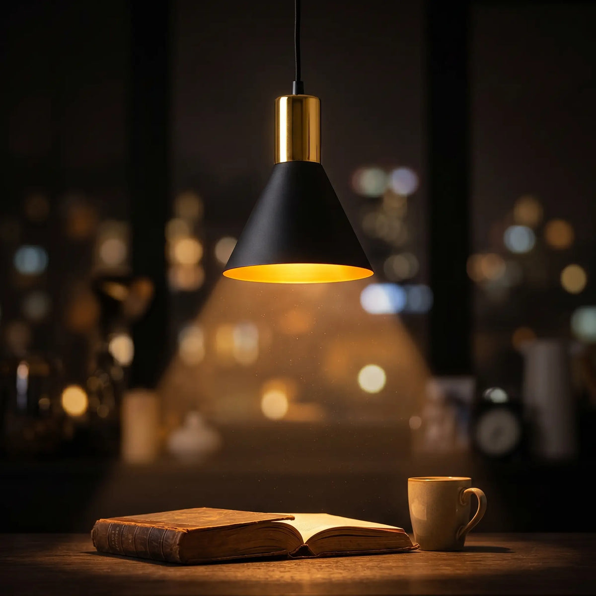 Suspension FORGE – Lustre Industriel ambiance nocturne