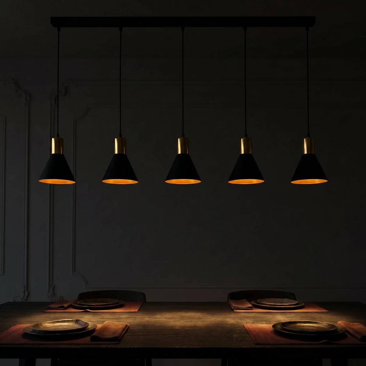Suspension FRISE – Lustre Vintage Industriel ambiance nocturne