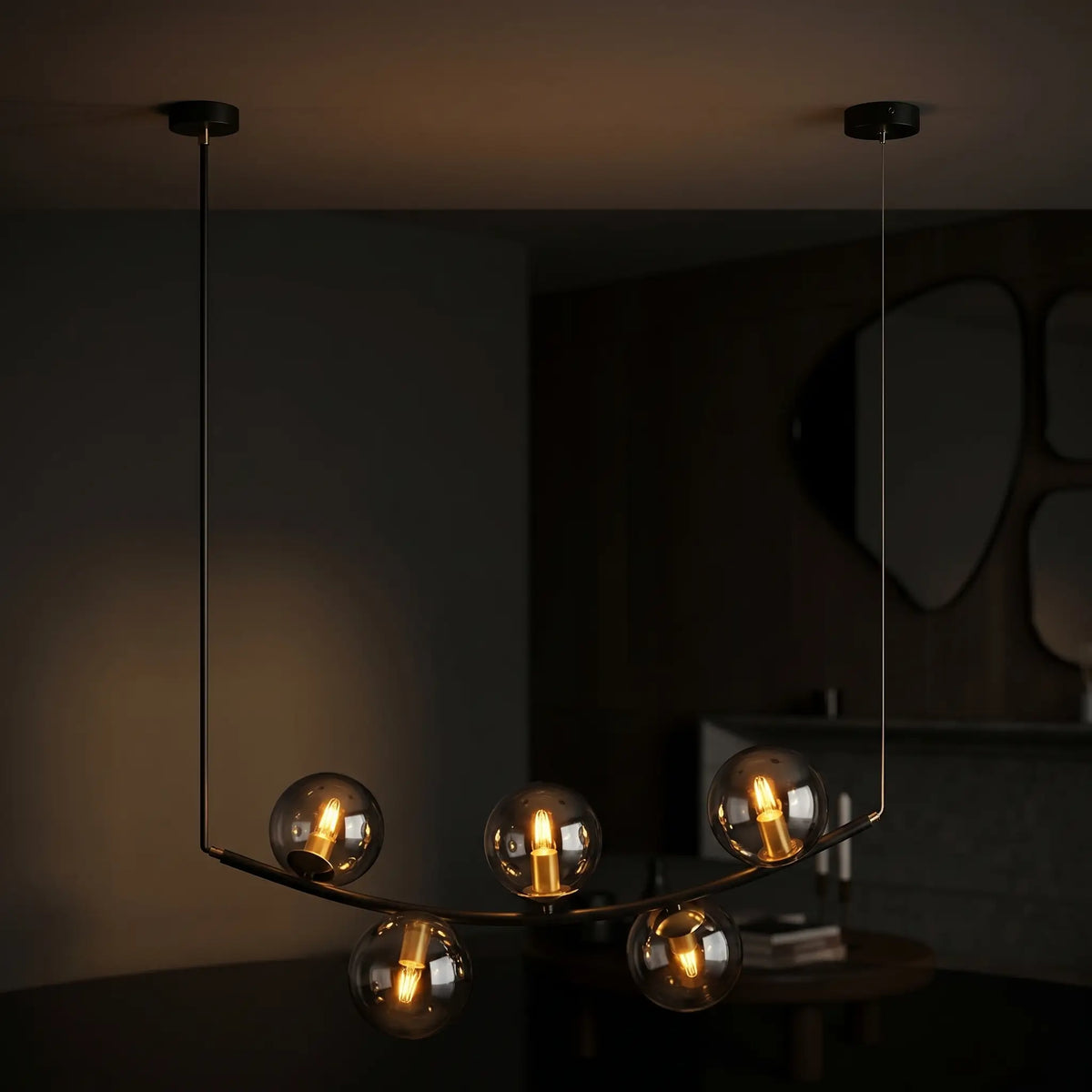 Suspension Gamme allumé ambiance lumière chaude