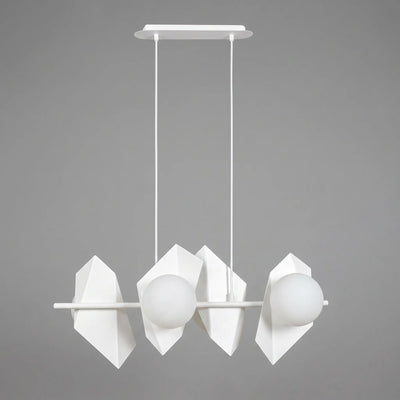 Suspension 4 Globes Origami Blanc
