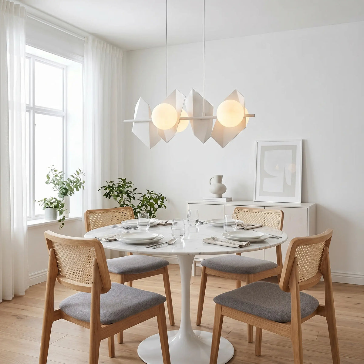 Suspension GIVRE – Lustre Blanc | L'Atelier du Lustre salle à manger scandinave