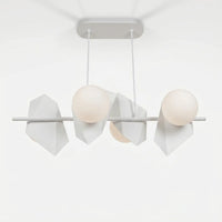 Suspension 4 Globes Origami Blanc
