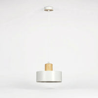 Suspension Cylindre Blanc Bois Salon