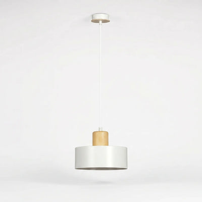 Suspension Cylindre Blanc Bois Salon
