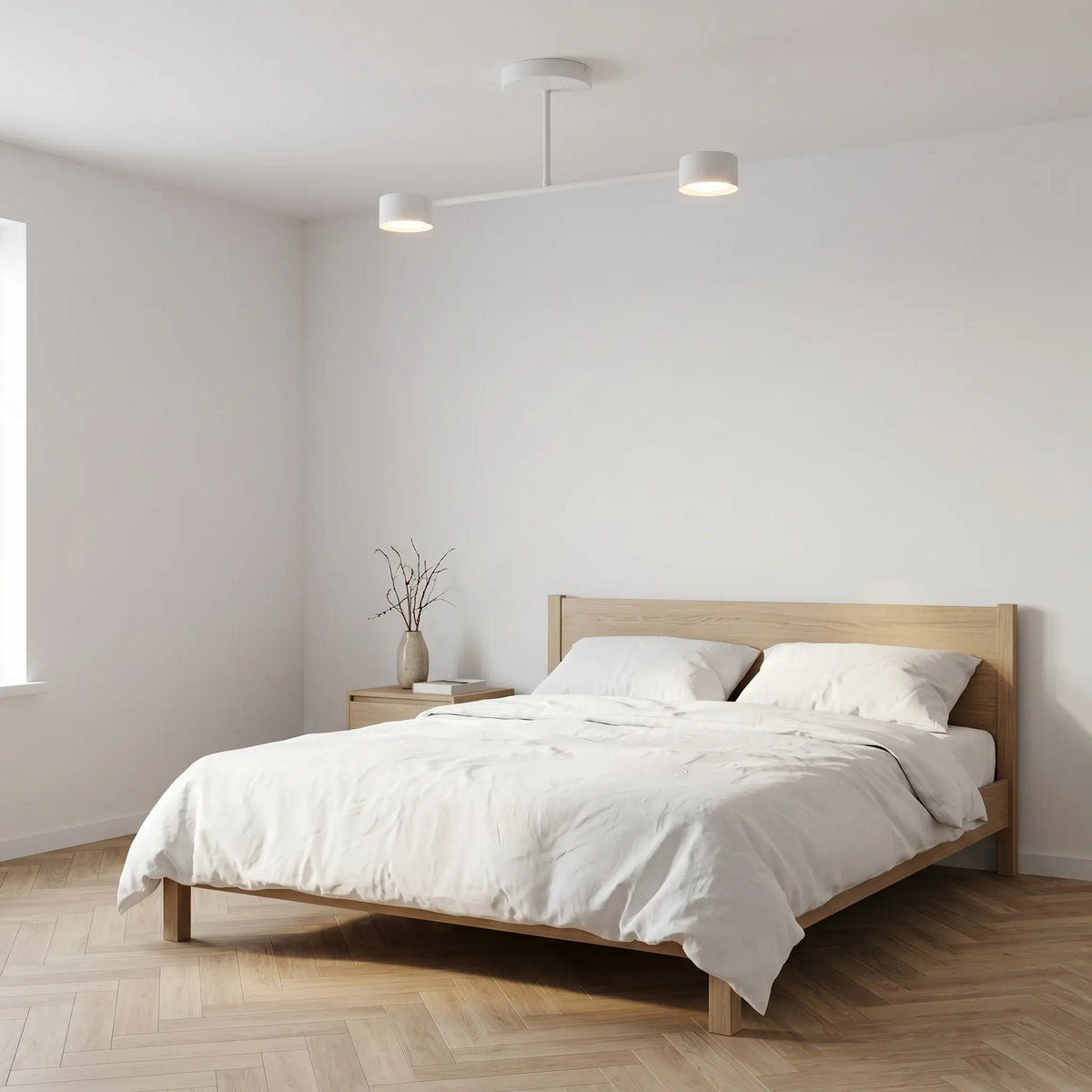 Plafonnier BISE blanc acier thermolaqué 2 feux chambre moderne