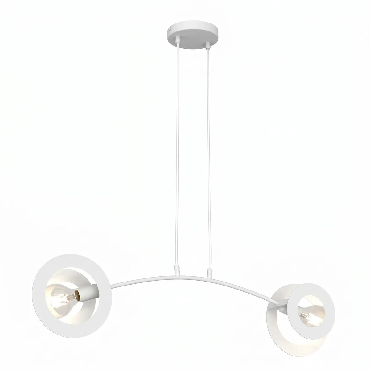 lustre design salon deux anneaux acier studio fond blanc