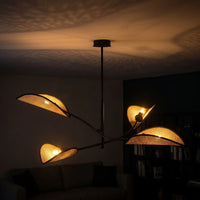 Suspension 4 Ailes Rotin Naturel Salon