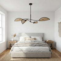 Suspension 4 Ailes Rotin Naturel Salon