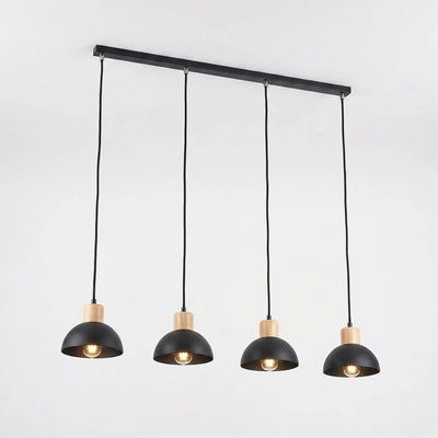 Suspension 4 Cônes Noir Bois Salon