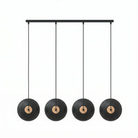 Suspension 4 Cônes Noir Bois Salon