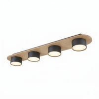 Plafonnier Rampe 4 Spots Noir Bois