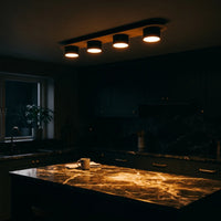 Plafonnier Rampe 4 Spots Noir Bois