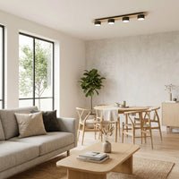 Plafonnier Rampe 4 Spots Noir Bois