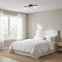 Plafonnier 2 Globes Opalin Salon Noir