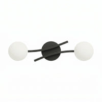 Plafonnier 2 Globes Opalin Salon Noir