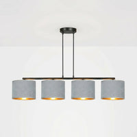 Suspension 4 Pendants Velours Gris