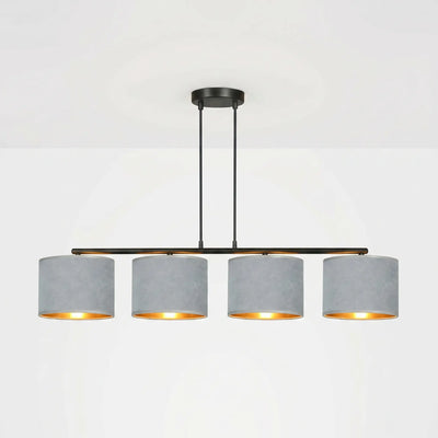Suspension 4 Pendants Velours Gris