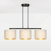 Suspension 3 Pendants Velours Blanc Or