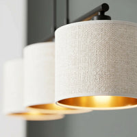 Suspension 3 Pendants Velours Blanc Or
