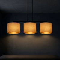 Suspension 3 Pendants Velours Blanc Or