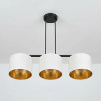 Suspension 3 Pendants Velours Blanc Or